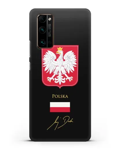 Чехол с гербом и флагом Республики Польша с подписью президента силиконовый для Honor 30 Pro
