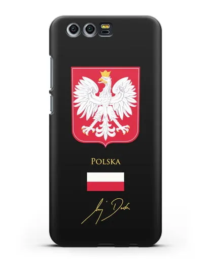 Чехол с гербом и флагом Республики Польша с подписью президента силиконовый для Honor 9