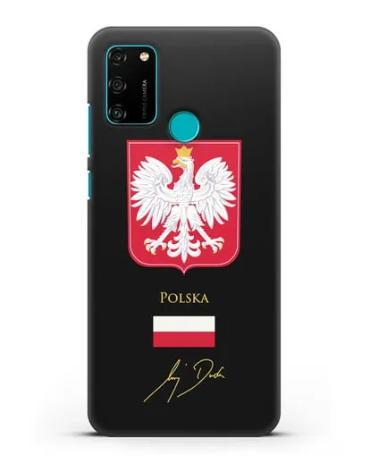 Чехол с гербом и флагом Республики Польша с подписью президента силиконовый для Honor 9A