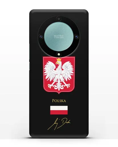 Чехол с гербом и флагом Республики Польша с подписью президента силиконовый для Honor X9a
