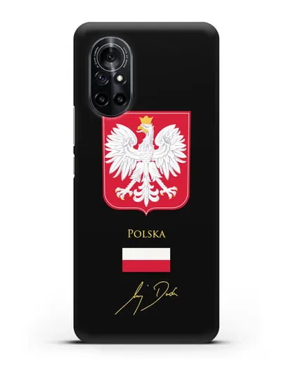 Чехол с гербом и флагом Республики Польша с подписью президента силиконовый для Huawei Nova 8