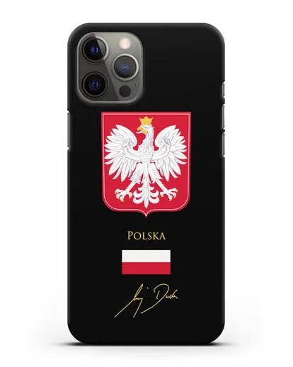 Чехол с гербом и флагом Республики Польша с подписью президента силиконовый для iPhone 12 Pro Max