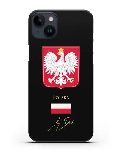 Чехол с гербом и флагом Республики Польша с подписью президента силиконовый для iPhone 14 Plus