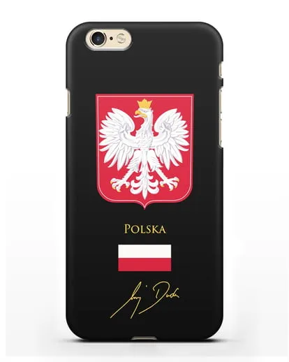 Чехол с гербом и флагом Республики Польша с подписью президента силиконовый для iPhone 6