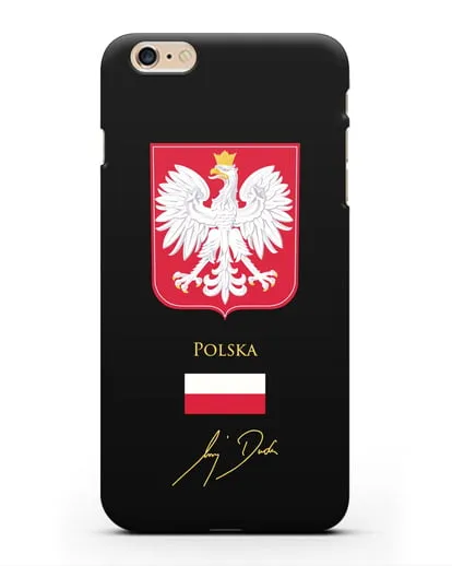 Чехол с гербом и флагом Республики Польша с подписью президента силиконовый для iPhone 6 Plus