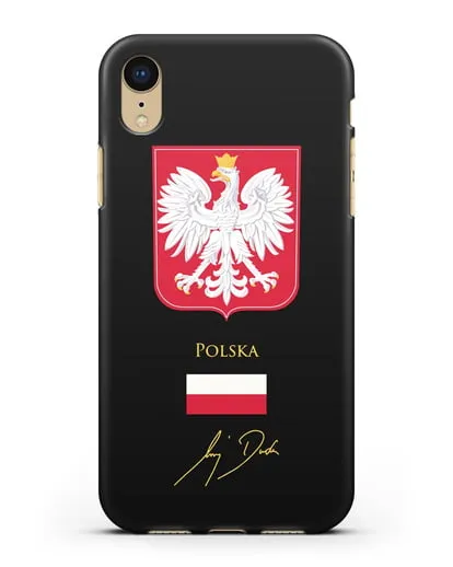 Чехол с гербом и флагом Республики Польша с подписью президента силиконовый для iPhone XR