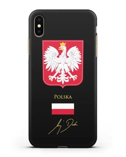 Чехол с гербом и флагом Республики Польша с подписью президента силиконовый для iPhone XS Max