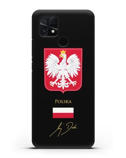 Чехол с гербом и флагом Республики Польша с подписью президента силиконовый для Xiaomi Poco C40