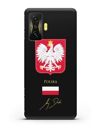 Чехол с гербом и флагом Республики Польша с подписью президента силиконовый для Xiaomi Poco F4 GT