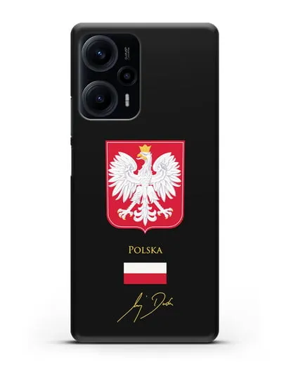 Чехол с гербом и флагом Республики Польша с подписью президента силиконовый для Xiaomi Poco F5