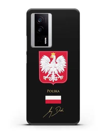 Чехол с гербом и флагом Республики Польша с подписью президента силиконовый для Xiaomi Poco F5 Pro