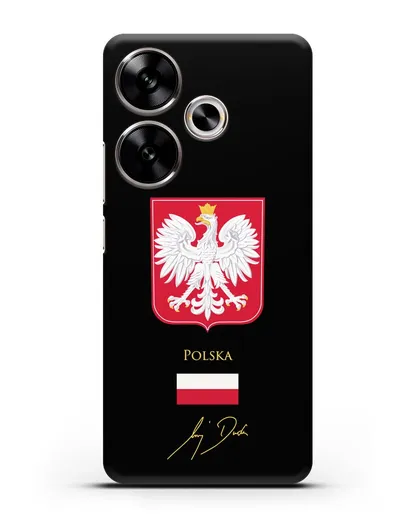 Чехол с гербом и флагом Республики Польша с подписью президента силиконовый для Xiaomi Poco F6