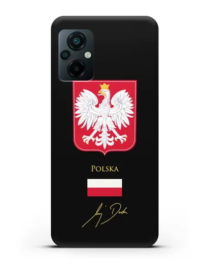 Чехол с гербом и флагом Республики Польша с подписью президента силиконовый для Xiaomi Poco M5