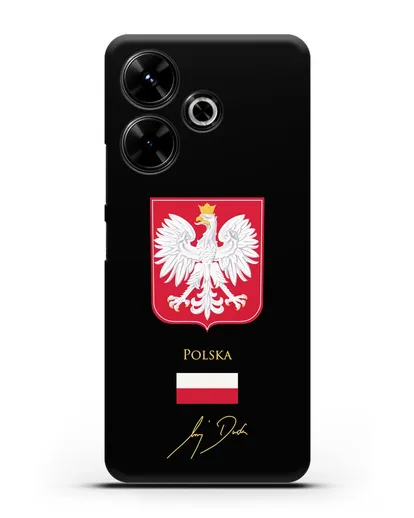 Чехол с гербом и флагом Республики Польша с подписью президента силиконовый для Xiaomi Poco M6