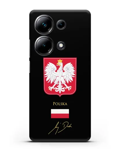 Чехол с гербом и флагом Республики Польша с подписью президента силиконовый для Xiaomi Poco M6 Pro