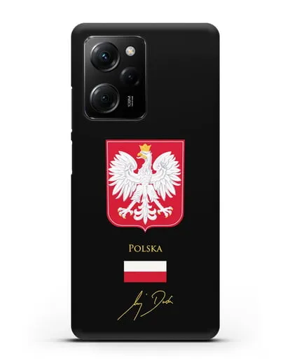 Чехол с гербом и флагом Республики Польша с подписью президента силиконовый для Xiaomi Poco X5 Pro
