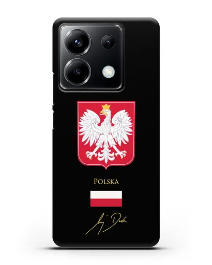 Чехол с гербом и флагом Республики Польша с подписью президента силиконовый для Xiaomi Poco X6