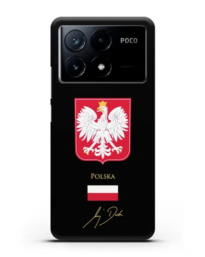 Чехол с гербом и флагом Республики Польша с подписью президента силиконовый для Xiaomi Poco X6 Pro