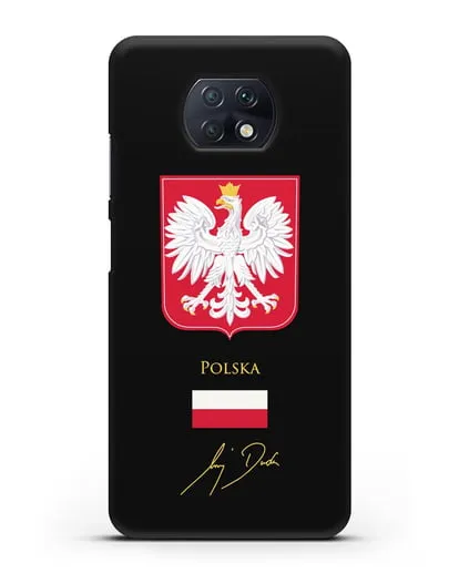 Чехол с гербом и флагом Республики Польша с подписью президента силиконовый для Xiaomi Redmi Note 9T