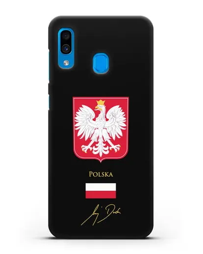 Чехол с гербом и флагом Республики Польша с подписью президента силиконовый для Samsung Galaxy A30 [SM-A305FN]