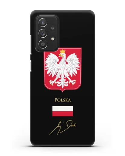 Чехол с гербом и флагом Республики Польша с подписью президента силиконовый для Samsung Galaxy A53