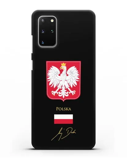 Чехол с гербом и флагом Республики Польша с подписью президента силиконовый для Samsung Galaxy S20 Plus [SM-G985F]