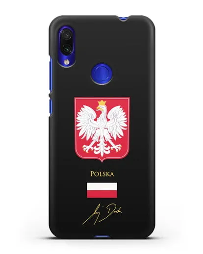 Чехол с гербом и флагом Республики Польша с подписью президента силиконовый для Xiaomi Redmi Note 7