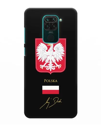 Чехол с гербом и флагом Республики Польша с подписью президента силиконовый для Xiaomi Redmi Note 9