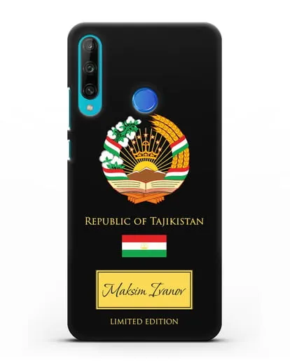 Чехол с гербом и флагом Республики Таджикистан с именем, фамилией на английском языке силиконовый для Honor 9C