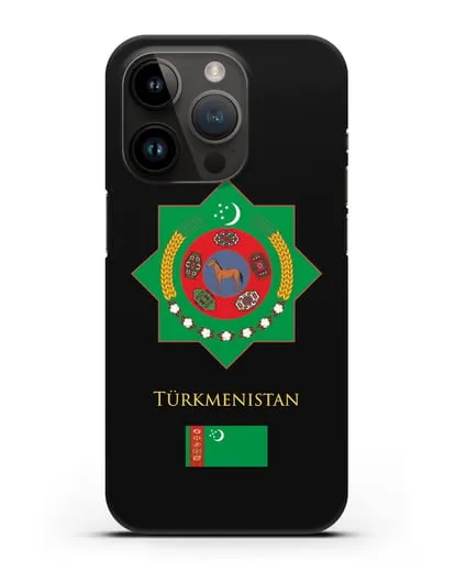 Чехол с гербом и флагом Республики Туркменистан силиконовый для iPhone 14 Pro