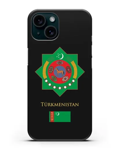 Чехол с гербом и флагом Республики Туркменистан силиконовый для iPhone 15