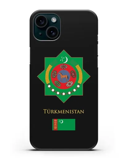 Чехол с гербом и флагом Республики Туркменистан силиконовый для iPhone 15 Plus