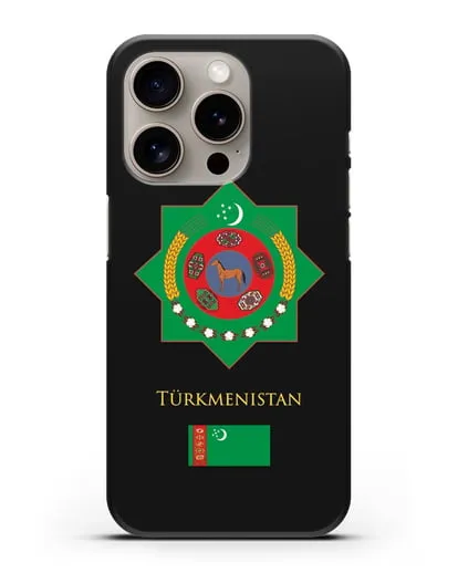 Чехол с гербом и флагом Республики Туркменистан силиконовый для iPhone 15 Pro