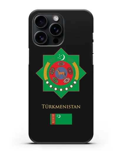 Чехол с гербом и флагом Республики Туркменистан силиконовый для iPhone 15 Pro Max