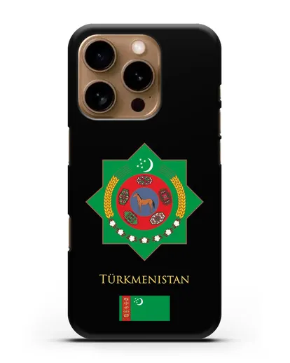 Чехол с гербом и флагом Республики Туркменистан силиконовый для iPhone 16 Pro