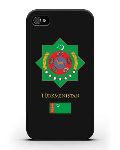 Чехол с гербом и флагом Республики Туркменистан силиконовый для iPhone 4/4s