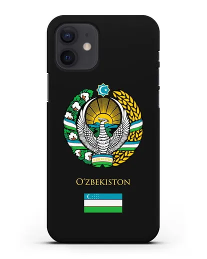 Чехол с гербом и флагом Республики Узбекистан силиконовый для iPhone 12