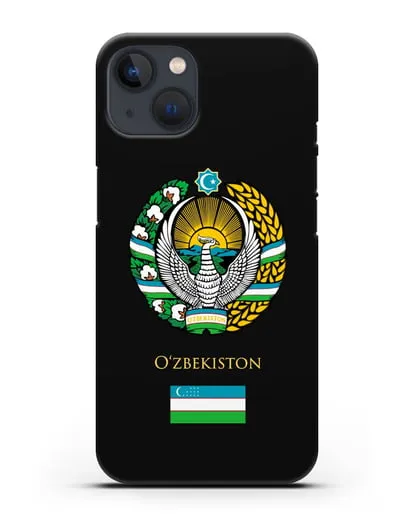 Чехол с гербом и флагом Республики Узбекистан силиконовый для iPhone 13