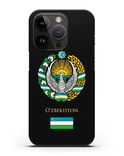 Чехол с гербом и флагом Республики Узбекистан силиконовый для iPhone 14 Pro