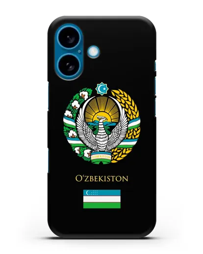 Чехол с гербом и флагом Республики Узбекистан силиконовый для iPhone 16