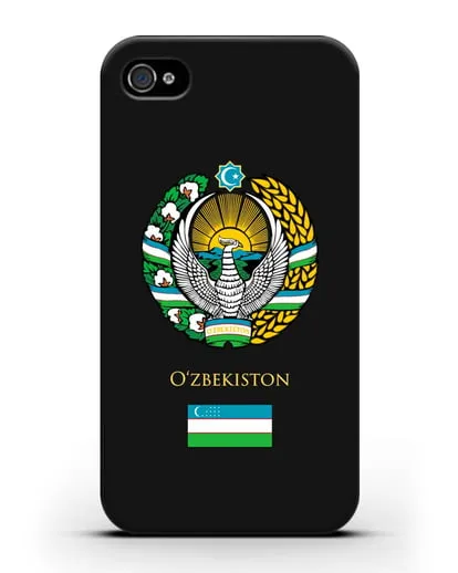 Чехол с гербом и флагом Республики Узбекистан силиконовый для iPhone 4/4s