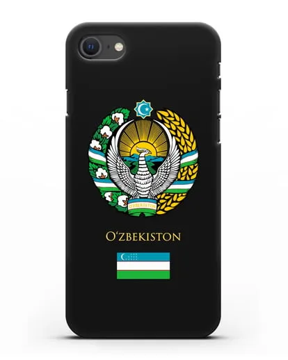 Чехол с гербом и флагом Республики Узбекистан силиконовый для iPhone SE 2020