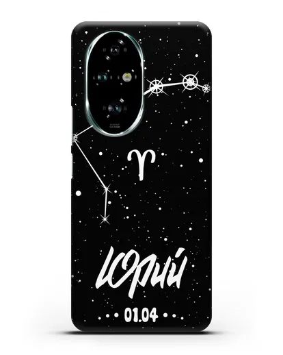 Чехол со знаком зодиака Овен (21 мар — 20 апр) с именем, датой рождения силиконовый для Honor 200 Pro