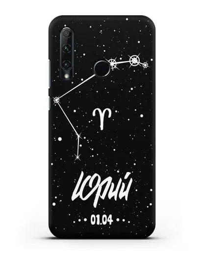 Чехол со знаком зодиака Овен (21 мар — 20 апр) с именем, датой рождения силиконовый для Honor 20e