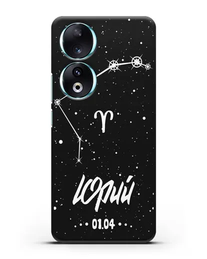 Чехол со знаком зодиака Овен (21 мар — 20 апр) с именем, датой рождения силиконовый для Honor 90