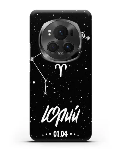 Чехол со знаком зодиака Овен (21 мар — 20 апр) с именем, датой рождения силиконовый для Honor Magic 6 Pro
