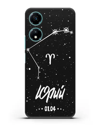 Чехол со знаком зодиака Овен (21 мар — 20 апр) с именем, датой рождения силиконовый для Honor X5 Plus