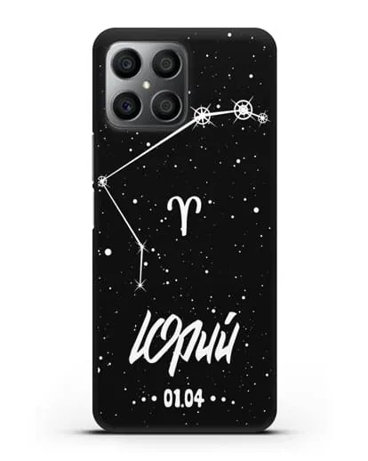 Чехол со знаком зодиака Овен (21 мар — 20 апр) с именем, датой рождения силиконовый для Honor X8