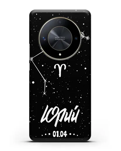 Чехол со знаком зодиака Овен (21 мар — 20 апр) с именем, датой рождения силиконовый для Honor X9b