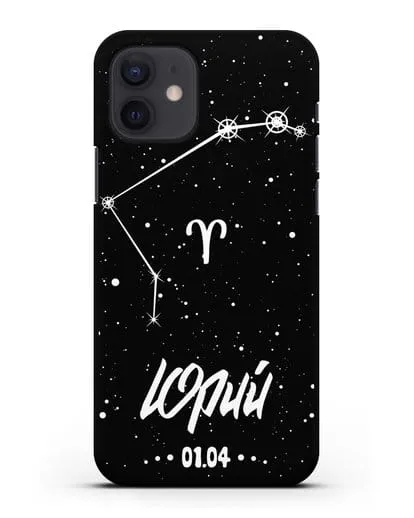 Чехол со знаком зодиака Овен (21 мар — 20 апр) с именем, датой рождения силиконовый для iPhone 12